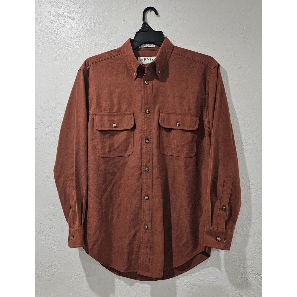 Orvis Heavyweight Outdoors Shirt Double Pocket Long Sleeve Button Mens Medium